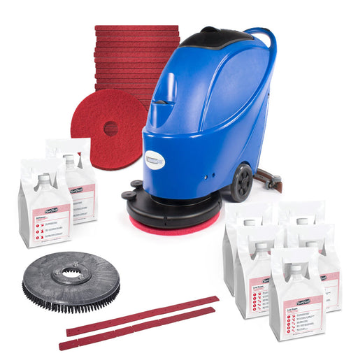 Trusted Clean 'Dura 20' Automatic Floor Scrubbing package with Pads, Chemicals, Squeegees & More Thumbnail