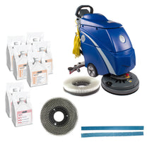 Trusted Clean 'Dura 18HD' Rubberized Floor Scrubbing Machine Package w/ Brush, Chemicals & Squeegees Thumbnail