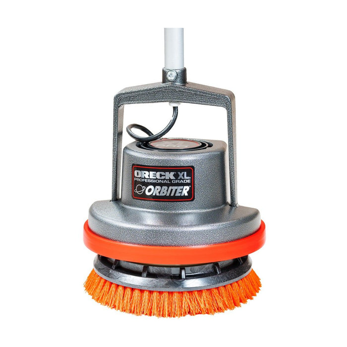 12" Orange Aggressive Floor Scrubbing Brush (#237047) Attached to the Oreck® Orbiter® Buffer Thumbnail