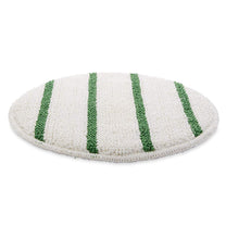 13 inch White & Green Carpet Scrubbing Bonnet with Green Agitation Stripes - Sold Individually Thumbnail