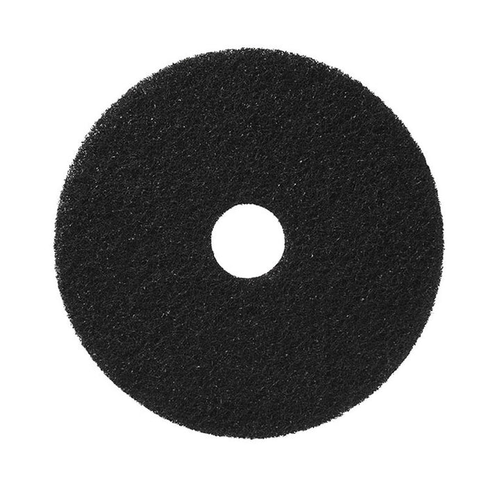 12 inch Round Black Floor Stripping Pad w/ Removable Center Hole Thumbnail
