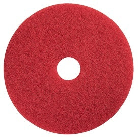 6.5 inch Red Round Floor Scrubbing Pad w/ Removable Center Hole Thumbnail