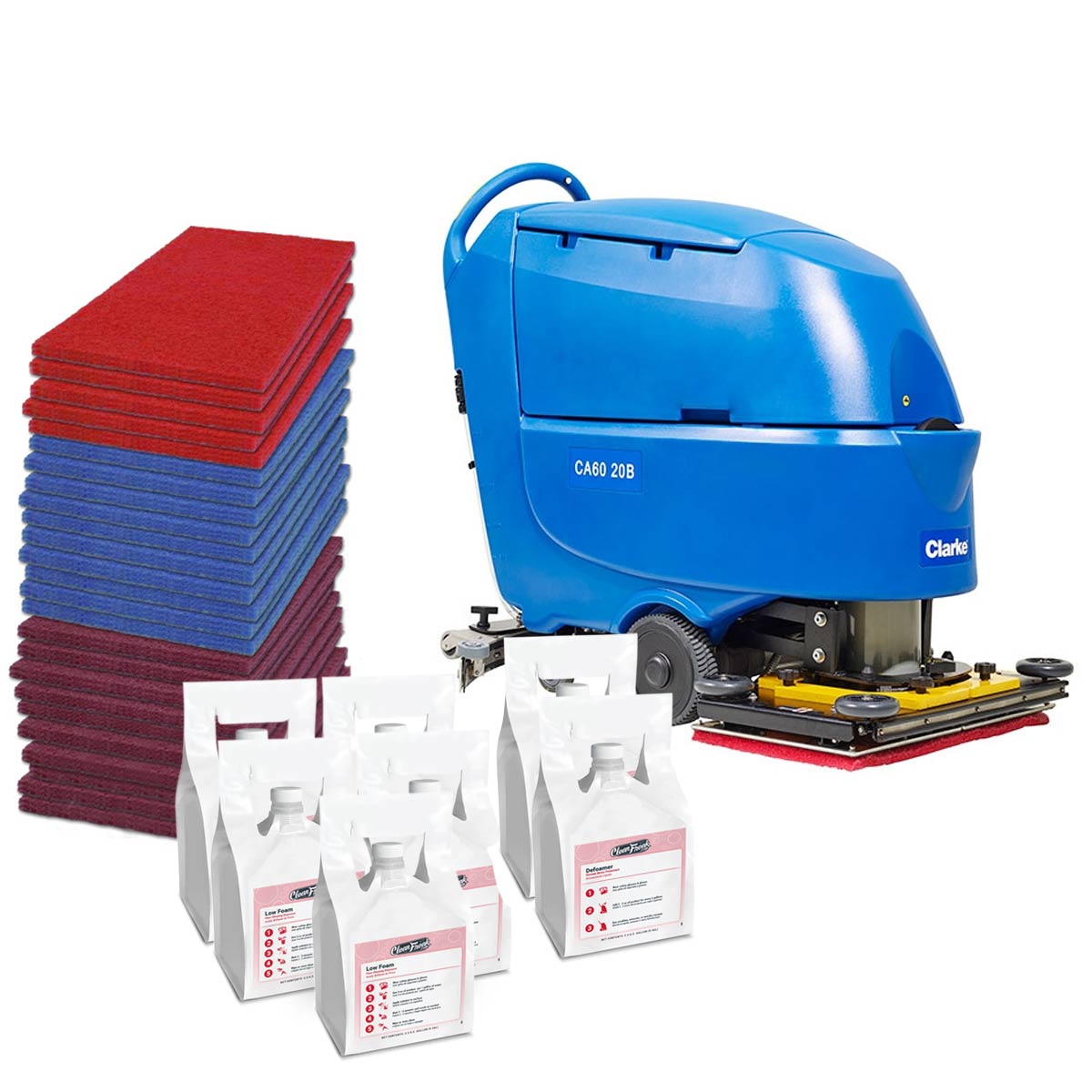 18 Electric Automatic Floor Scrubber Package w/ Chemicals, Replacement  Squeegees & Wet Floor Signs —