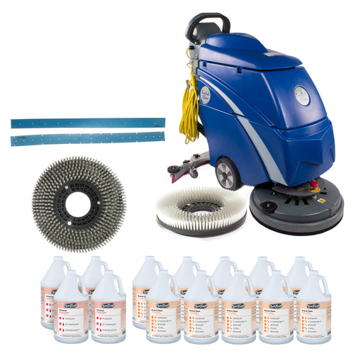 Trusted Clean 'Dura 18HD' Rubberized Floor Scrubbing Machine Package w/ Brush, Chemicals & Squeegees Thumbnail