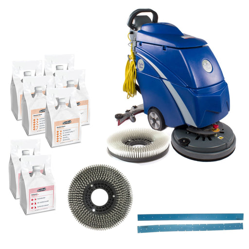 Trusted Clean 'Dura 18HD' Rubberized Floor Scrubbing Machine Package w/ Brush, Chemicals & Squeegees Thumbnail