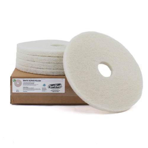 17" White Round Floor Polishing Pads w/ Center Hole Thumbnail
