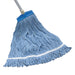 Blue Cotton Floor Mop with Looped Ends and Threaded Head Thumbnail