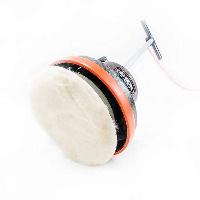 Oreck® Orbiter® 12" Lambs Wool Wood Floor Bonnet (#437054) Underneath Orbiter