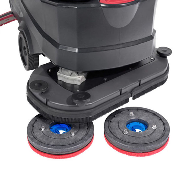 Floor Scrubbing Pads Mounted to Pad Drivers on the Viper #AS6690T Auto Scrubber