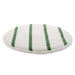 13 inch White & Green Carpet Scrubbing Bonnet with Green Agitation Stripes - Sold Individually