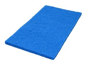 Heavy Duty, Commercial Grade Scrub Dr. Scrub Pad Holder with Scraper Edge Including 4 Pack Multi-Surface Scrub Pads, Blue