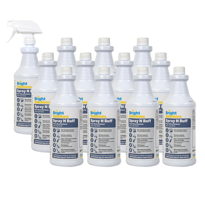 Bright Solutions 'Spray N Buff' High Speed Floor Gloss Restorer Buffing Solution | Case of 12 Quart Bottles Thumbnail