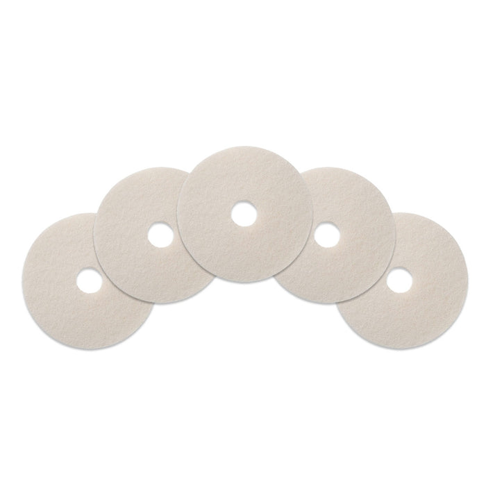 18 inch White Buffing & Light Duty Scrubbing Pads - Case of 5